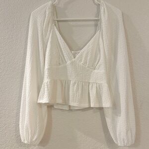 Altar'd State White Textured Blouse